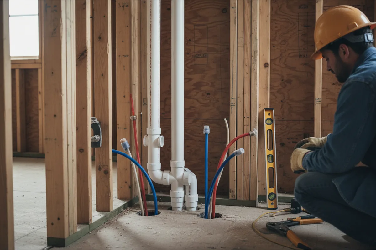 Drain and supply rough-in during Toilet Repair and Installation in Rochester